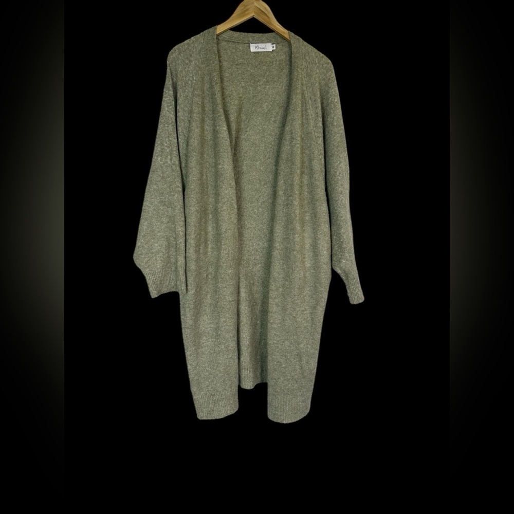 Womens (Sm/Med) Miracle Comfy Oversized Mid Length Green Cardigan‎ with Pockets